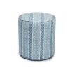 Sumptuous blue pouffe with stunning, African Inspired chain pattern all over