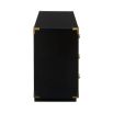 Black three-drawer chest with eclectic gold decorative elements