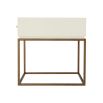 A stylish side table with a white high gloss varnish, a bamboo handle and finished with gold details