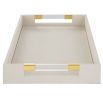 A sophisticated faux shagreen tray with beautiful brass details