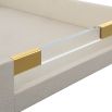 A sophisticated faux shagreen tray with beautiful brass details