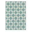 Hand-tufted interlocking square designed patterned wool rug in agate blue