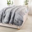 Luxury silver grey shimmer effect faux fur throw