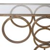 Cascading circle design console table with brass frame