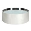 round stainless steel coffee table with smoke glass top