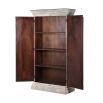 Ornately carved cabinet with washed wood finish