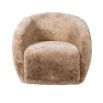 Gorgeously cosy swivel chair upholstered in brown faux fur