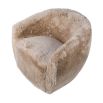 Gorgeously cosy swivel chair upholstered in brown faux fur