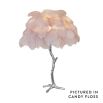 Mini ostrich feather lamp in candyfloss with a silver base