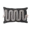 Charming dark grey cushion with wave embroidery