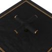 Black wooden box with brass details and cross handle