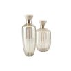 Elegant beige glass decanters with marble stopper