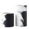  set of two black and white print lidded containers