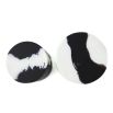  set of two black and white print lidded containers