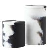 set of two black and white print lidded containers