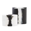 Set of two black and white resin jars