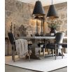 Small grey wood dining table with middle rail