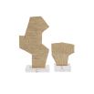 Stone effect beige sculptures mounded on clear crystal