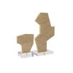 Stone effect beige sculptures mounded on clear crystal