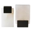 Marble/alabaster bookends with metal edge