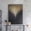 glamorous painting featuring gold rain on a black backdrop