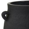 Black outdoor planter with small handle details