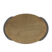 Brass finish oval tray with bronze feet on either side