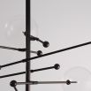 Retro industrial style 6 arm chandelier in gunmetal black finish with 6 clear glass globe bulbs