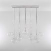 Polished nickel industrial sleek chandelier with hanging clear glass globe design