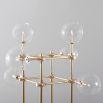 Natural brass retro style floor lamp with clear glass globe lampshades