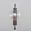 Black gunmetal brass modern industrial wall lamp with large clear glass globe