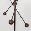 Black gunmetal finish solid brass industrial floor lamp with 3 arm angled frame and clear glass lampshades