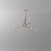 Natural brushed brass industrial style 3 arm chandelier with clear glass globe bulbs