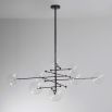 Black gunmetal finish retro/industrial chandelier with 8 arm fixture and 8 clear glass globes
