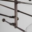 Black gunmetal finish retro/industrial chandelier with 8 arm fixture and 8 clear glass globes