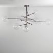 Black gunmetal finish retro/industrial chandelier with 8 arm fixture and 8 clear glass globes