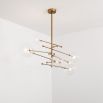 Retro natural brass finish 8 arm chandelier with 8 globe accents 