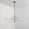 Retro natural brass finish 8 arm chandelier with 8 globe accents 