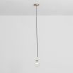 Textured clear glass globe pendant ceiling light with natural brass fixture