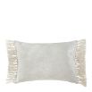 White velvet rectangular cushion cover with tassels of either side