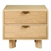 Wooden scandi style bedside table with two drawers
