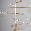 Natural brass finish industrial ceiling lamp with 8 arm fixture and 8 clear glass globes