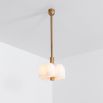 Contemporary natural brass pendant ceiling light with six translucent glass lampshade design