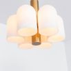 Contemporary natural brass pendant ceiling light with six translucent glass lampshade design