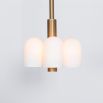 Contemporary natural brass pendant ceiling light with six translucent glass lampshade design