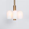 Contemporary natural brass pendant ceiling light with six translucent glass lampshade design