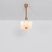 Contemporary natural brass pendant ceiling light with six translucent glass lampshade design