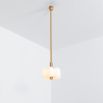 Contemporary natural brass pendant ceiling light with six translucent glass lampshade design