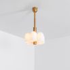 Contemporary natural brass pendant ceiling light with six translucent glass lampshade design