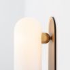 Natural brass finish wall lamp with a long translucent glass globe